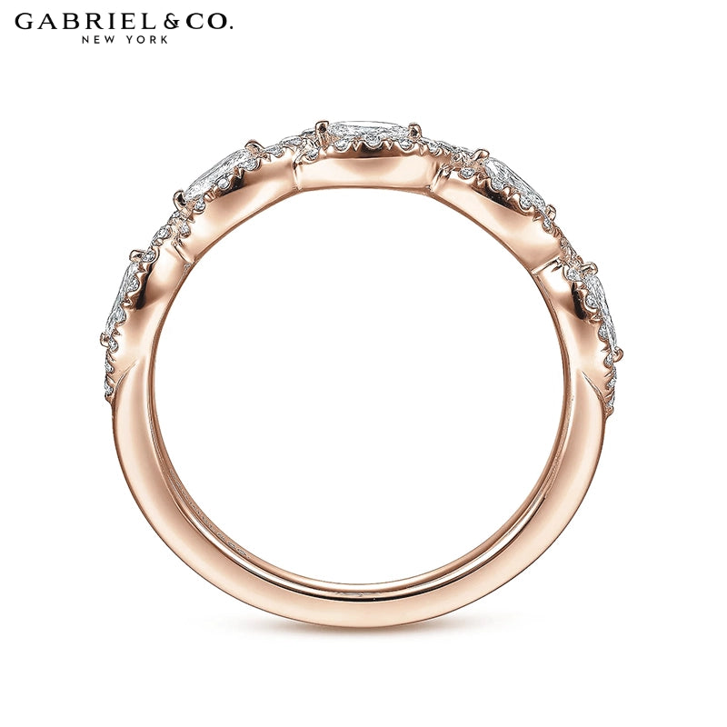 0.50ctw Natural Marquise Diamond French Pavé Halo Ring 4.5mm