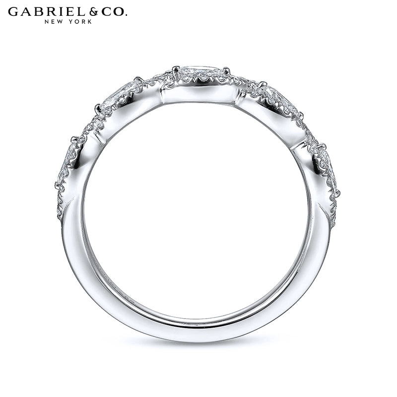 0.50ctw Natural Marquise Diamond French Pavé Halo Ring 4.5mm