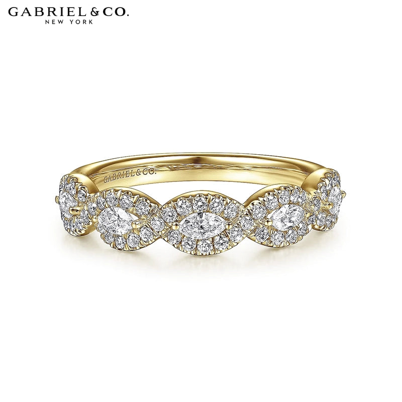 0.50ctw Natural Marquise Diamond French Pavé Halo Ring 4.5mm