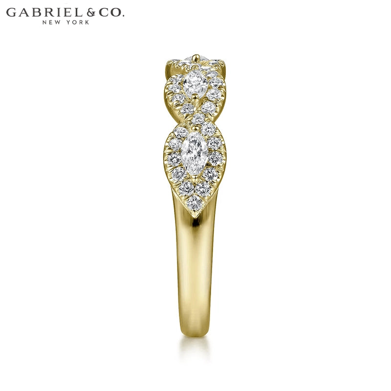 0.50ctw Natural Marquise Diamond French Pavé Halo Ring 4.5mm
