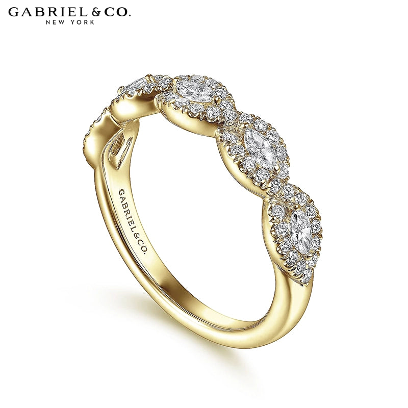 0.50ctw Natural Marquise Diamond French Pavé Halo Ring 4.5mm