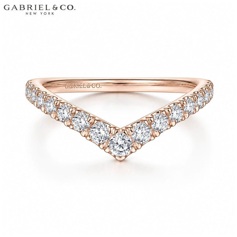 0.50ctw Natural Diamond French Pavé Chevron Ring 1.7mm