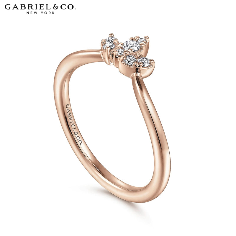 0.10ctw Natural Diamond Set Curved Ring 1.6mm