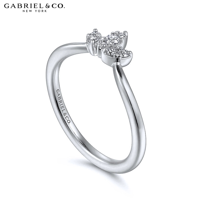 0.10ctw Natural Diamond Set Curved Ring 1.6mm
