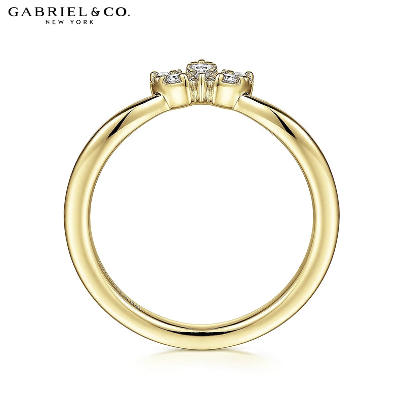0.10ctw Natural Diamond Set Curved Ring 1.6mm