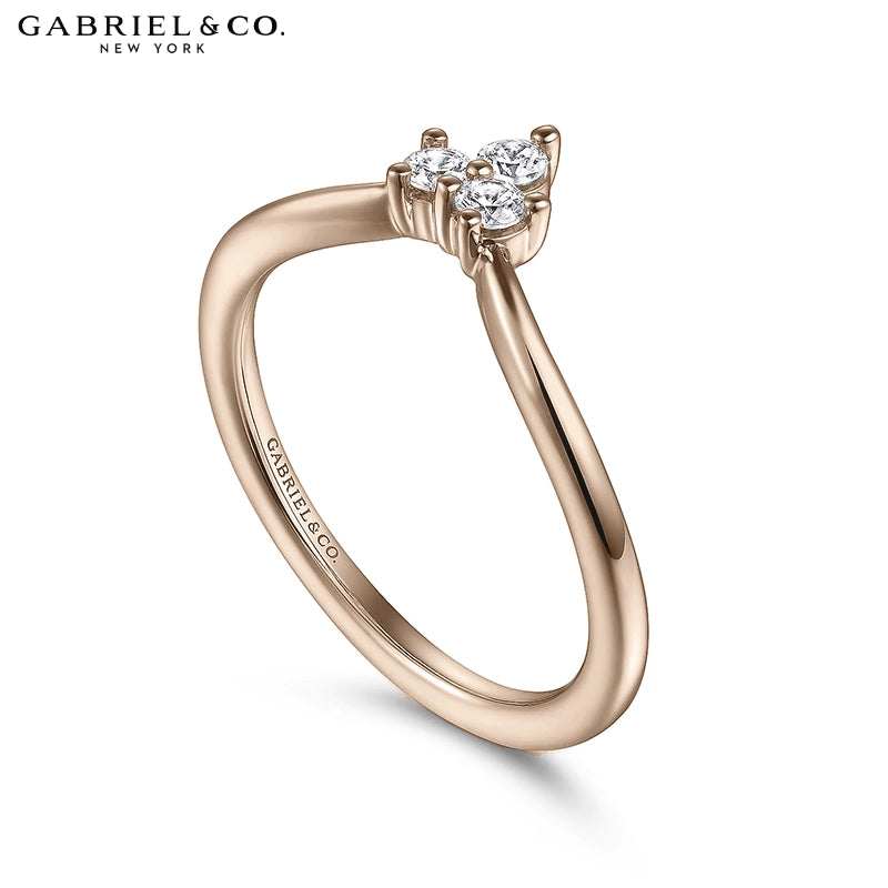 0.15ctw Natural Diamond Set Curved Ring 1.6mm