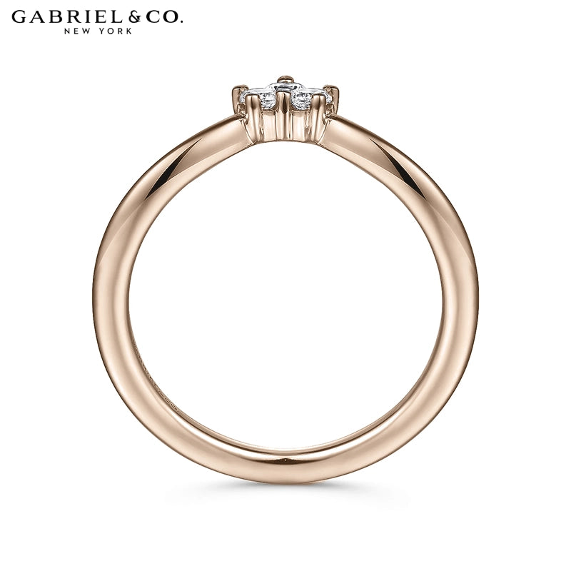 0.15ctw Natural Diamond Set Curved Ring 1.6mm
