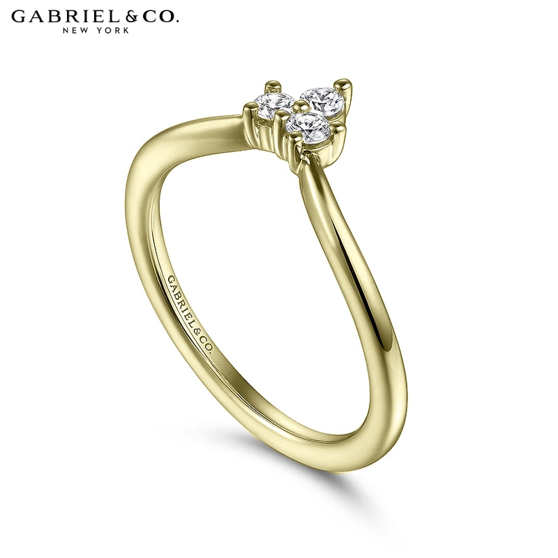 0.15ctw Natural Diamond Set Curved Ring 1.6mm
