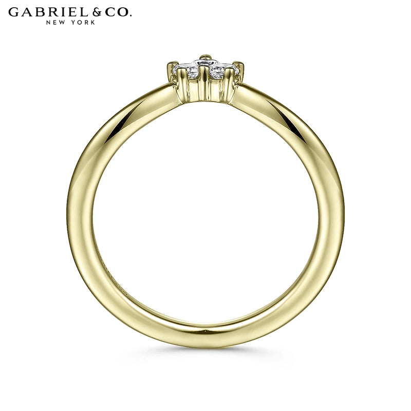 0.15ctw Natural Diamond Set Curved Ring 1.6mm