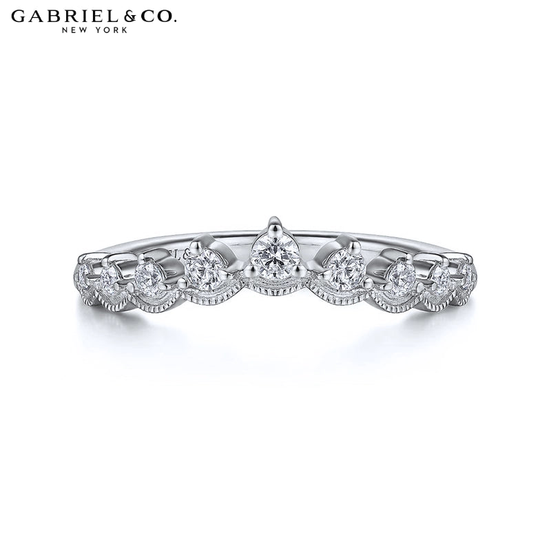 0.20ctw Natural Diamond Vintage Milgrain Tiara Ring 1.6mm