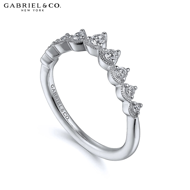 0.20ctw Natural Diamond Vintage Milgrain Tiara Ring 1.6mm