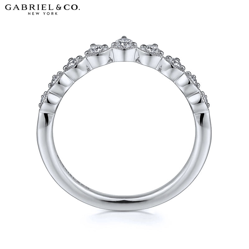 0.20ctw Natural Diamond Vintage Milgrain Tiara Ring 1.6mm