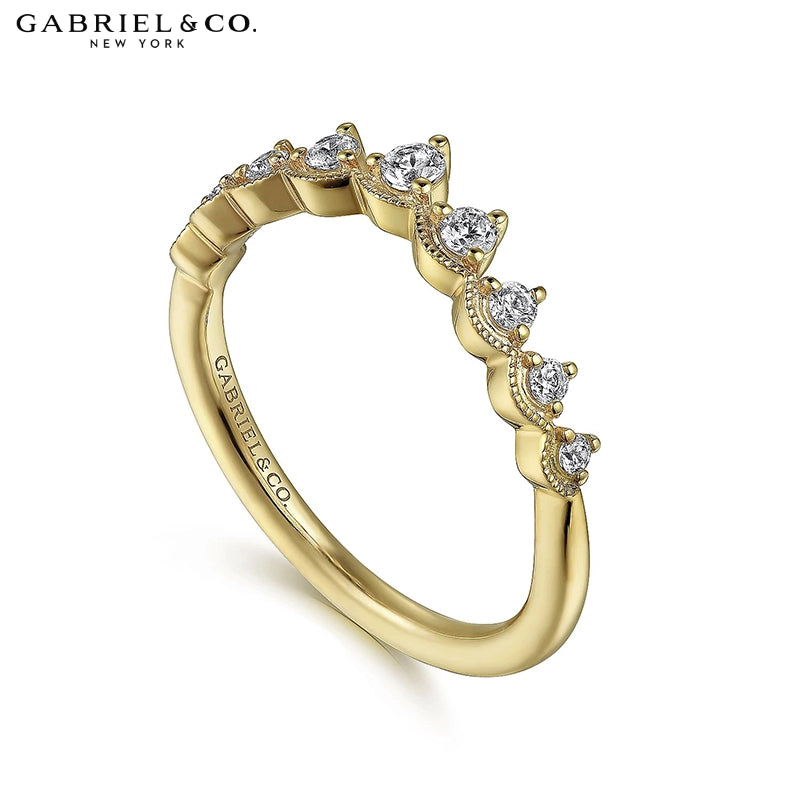 0.20ctw Natural Diamond Vintage Milgrain Tiara Ring 1.6mm