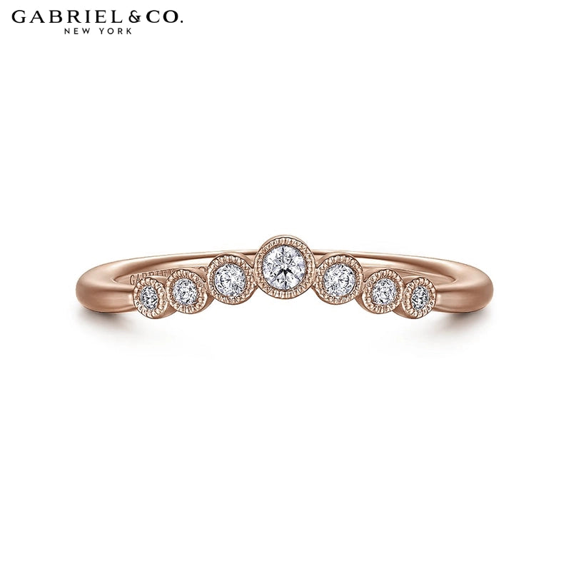 0.10ctw Natural Diamond Vintage Milgrain Curved Ring 1.7mm