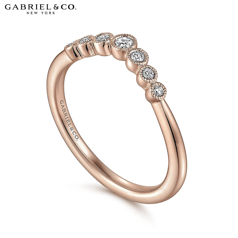 0.10ctw Natural Diamond Vintage Milgrain Curved Ring 1.7mm