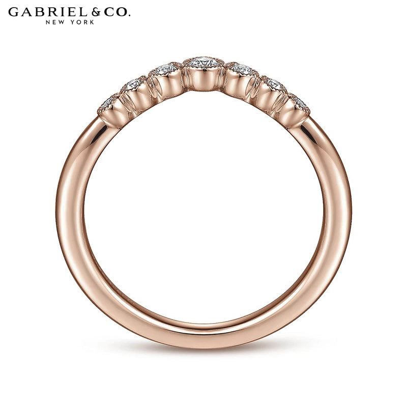 0.10ctw Natural Diamond Vintage Milgrain Curved Ring 1.7mm