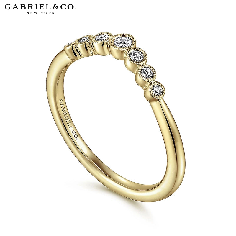 0.10ctw Natural Diamond Vintage Milgrain Curved Ring 1.7mm