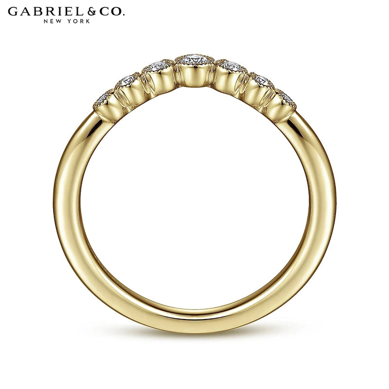 0.10ctw Natural Diamond Vintage Milgrain Curved Ring 1.7mm