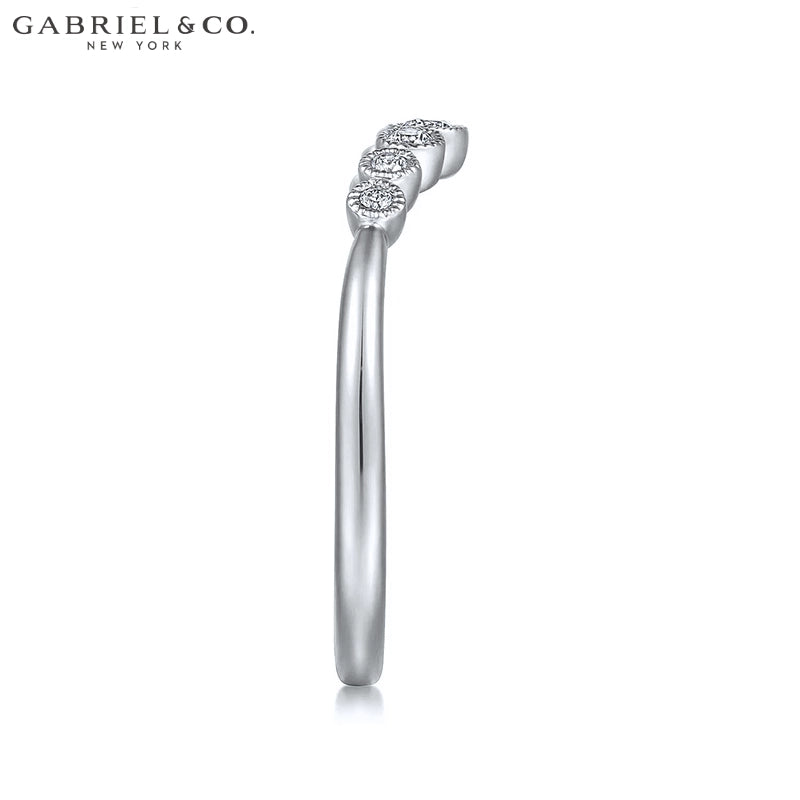 0.10ctw Natural Diamond Vintage Milgrain Curved Ring 1.7mm