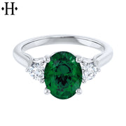 Lab Grown Emerald & Diamond Ring