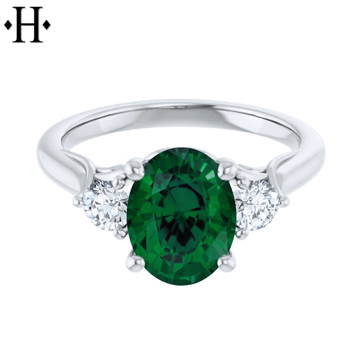 Lab Grown Emerald & Diamond Ring