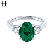 Lab Grown Emerald & Diamond Ring