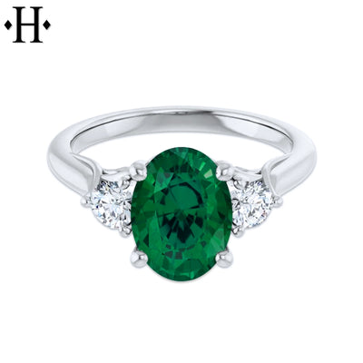 Lab Grown Emerald & Diamond Ring