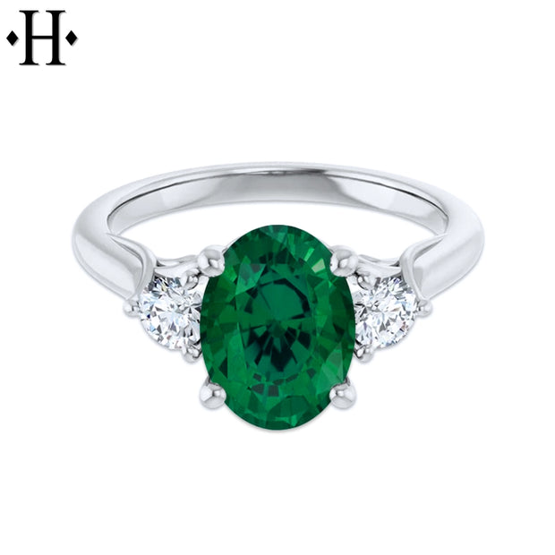 Lab Grown Emerald & Diamond Ring
