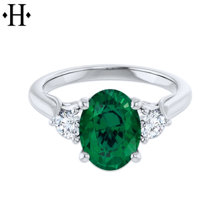 Lab Grown Emerald & Diamond Ring