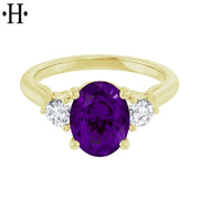 Genuine Amethyst & Lab Grown Diamond Ring