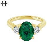 Lab Grown Emerald & Diamond Ring