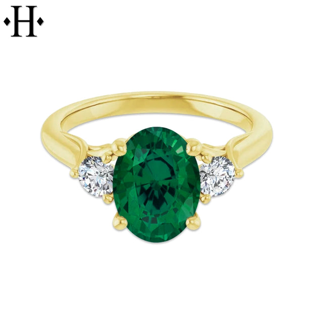 Lab Grown Emerald & Diamond Ring