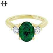 Lab Grown Emerald & Diamond Ring