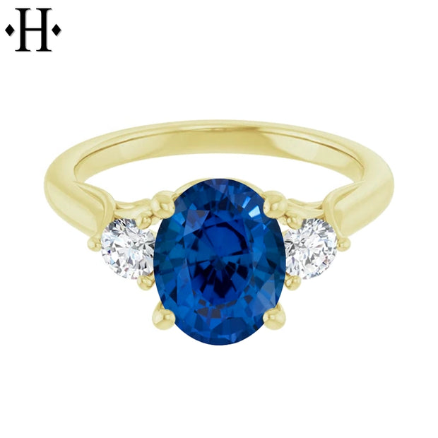 Lab Grown Sapphire & Diamond Ring