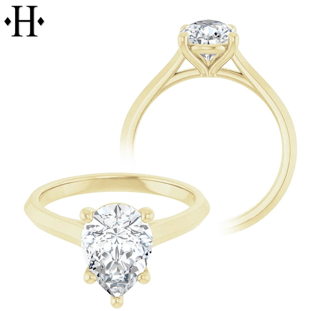 0.75ctr-2.00ctr Pear Cut Lab Grown Diamond Ring