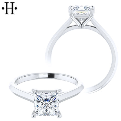 1.00ctw Internally Flawless Princess Cut Lab Grown Diamond Ring