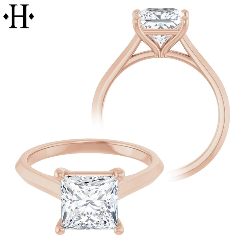1.00ctr-2.00ctr Princess Cut Lab Grown Diamond Ring