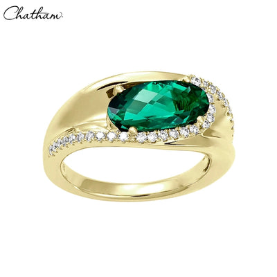 14kt Lab Grown Emerald & Diamond Ring