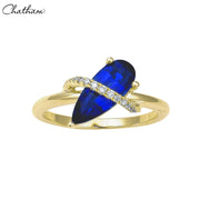 14kt Lab Grown Sapphire & Diamond Ring