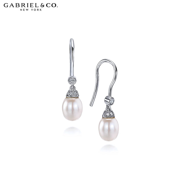 Pearl & Diamond Drop Earrings