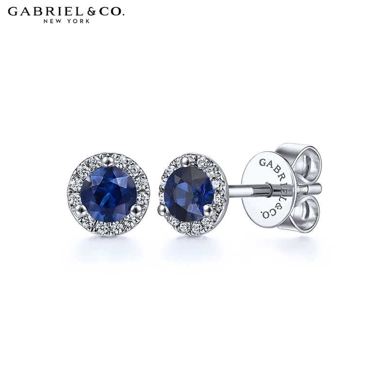 Genuine Sapphire & Diamond Halo Earrings