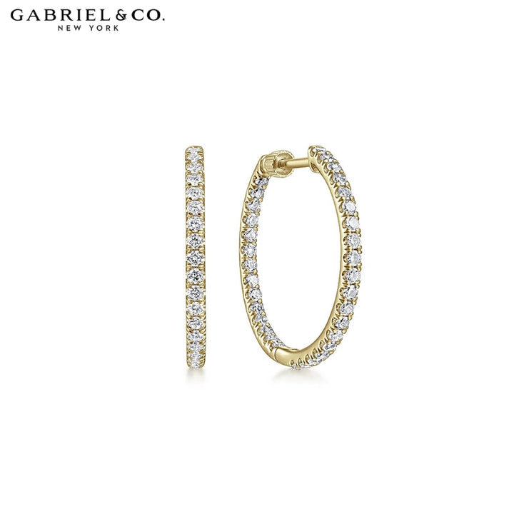 1.00cts Natural Diamond Inside-Out Locking Hoop Earrings 20mm