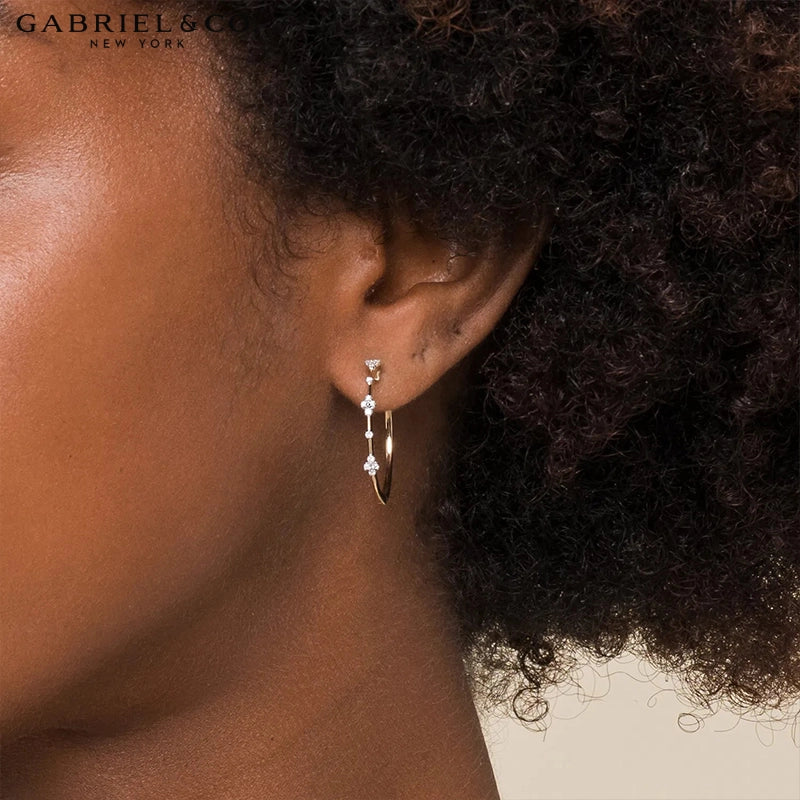 Natural Diamond Locking Hoop Earrings 20mm