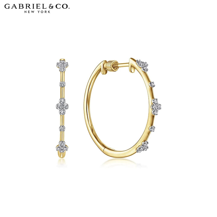 Natural Diamond Locking Hoop Earrings 20mm