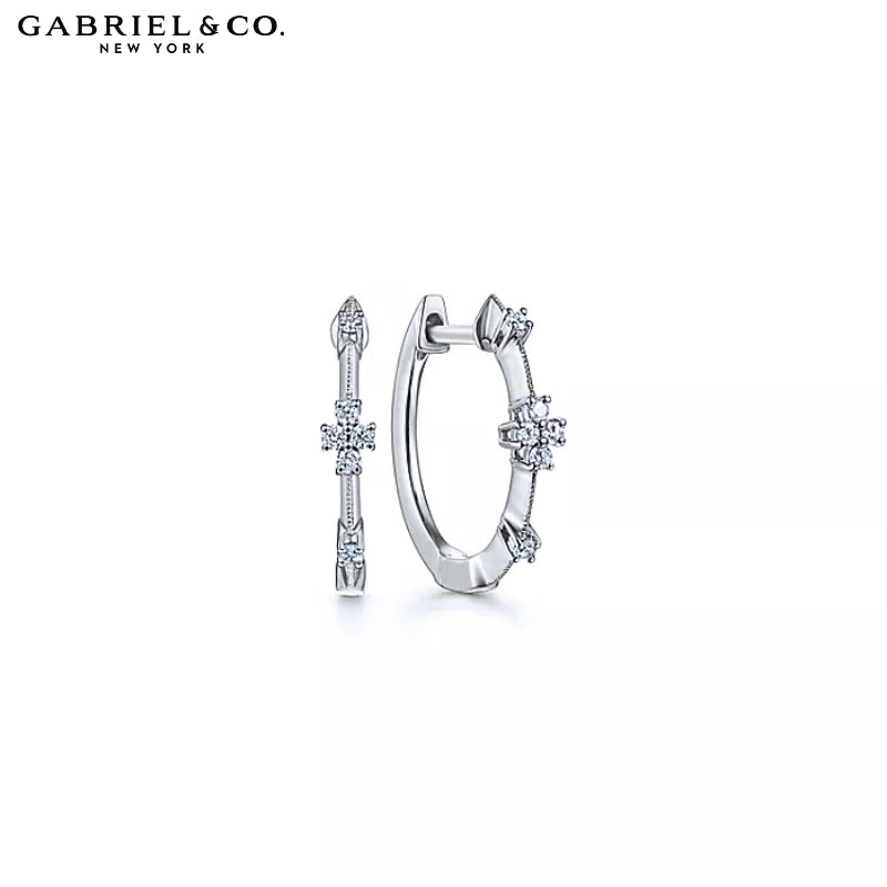 Natural Diamond Hoop Earrings 15mm