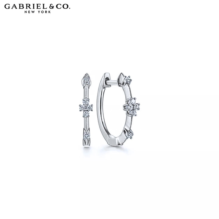 Natural Diamond Hoop Earrings 15mm