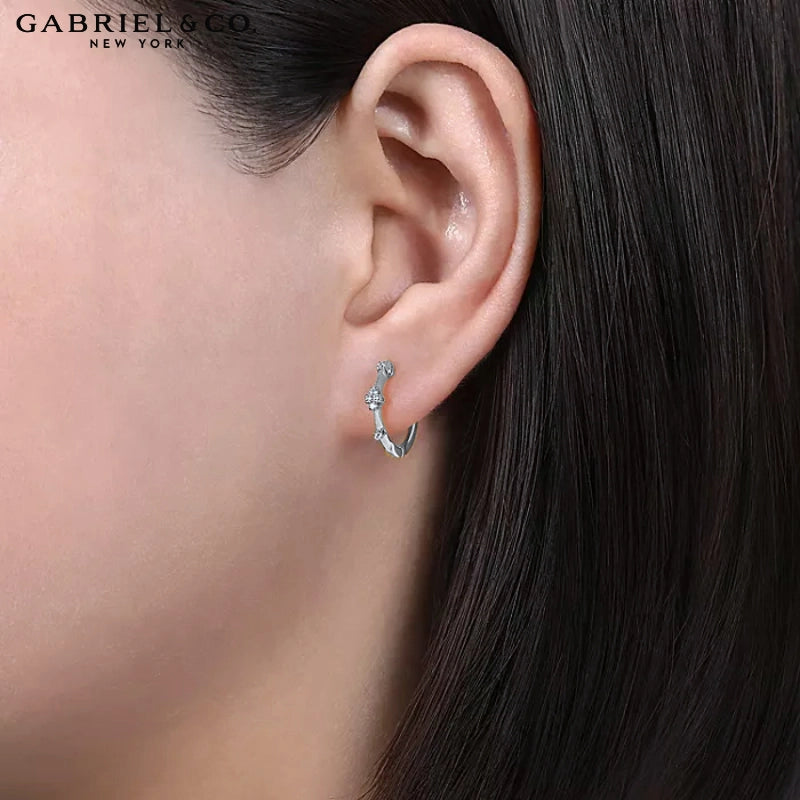 Natural Diamond Hoop Earrings 15mm