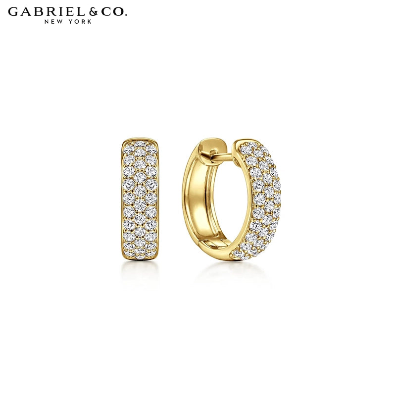 Natural Diamond Huggie Hoop Earrings 15mm
