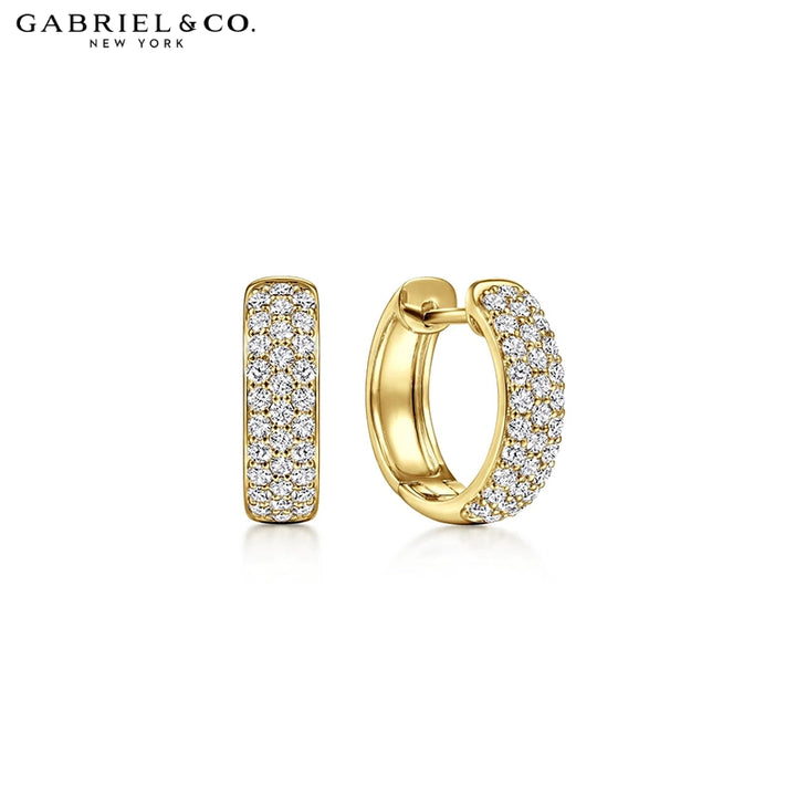 Natural Diamond Huggie Hoop Earrings 15mm