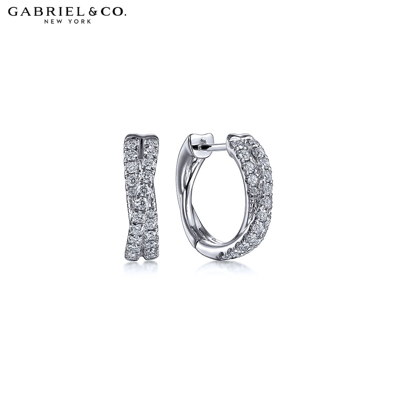 Natural Diamond Criss Cross Hoop Earrings